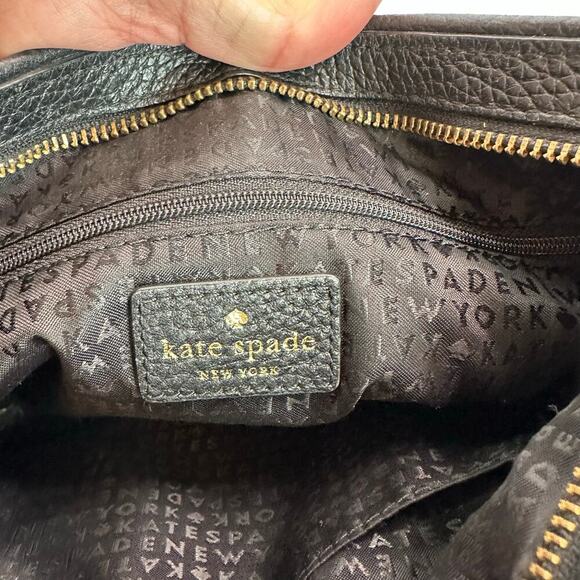 Kate Spade New York Black Pebble Leather Zip Top Crossbody Handbag - Picture 8 of 10